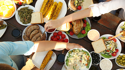 Spread of food on table