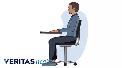 Man sitting in an office chair with good posture.